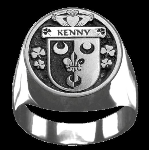 Image 0 of Kenny Irish Coat Of Arms Family Crest Mens Sterling Silver Ring