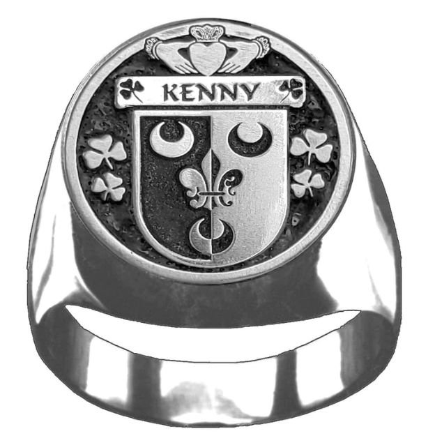 Image 1 of Kenny Irish Coat Of Arms Family Crest Mens Sterling Silver Ring