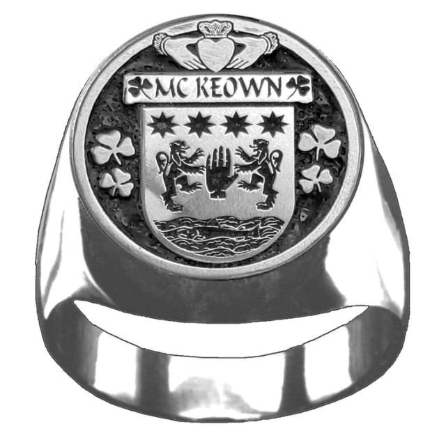 Image 1 of McKeown Irish Coat Of Arms Family Crest Mens Sterling Silver Ring