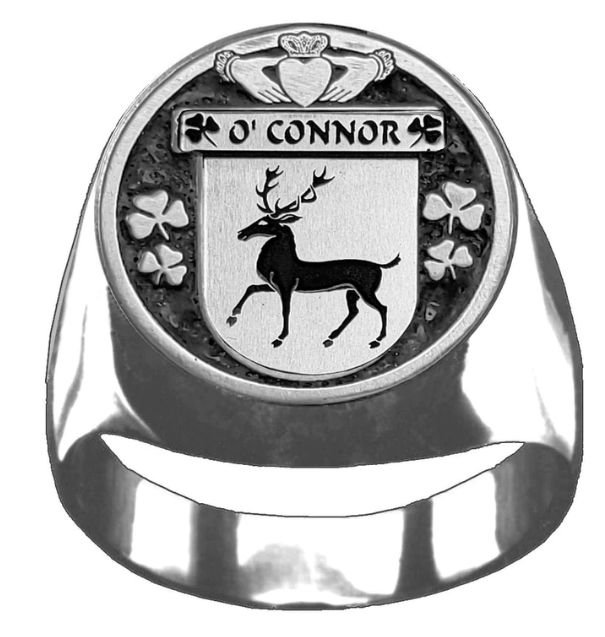 Image 1 of OConnor Of Corcomroe Irish Coat Of Arms Family Crest Mens Sterling Silver Ring