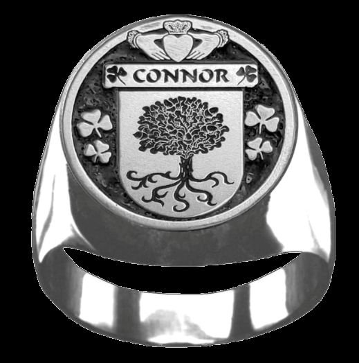 Image 0 of Connor Irish Coat Of Arms Family Crest Mens Sterling Silver Ring
