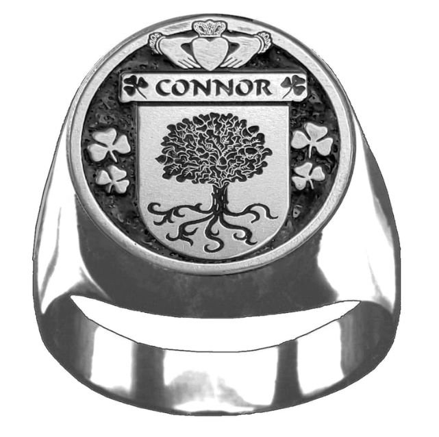 Image 1 of Connor Irish Coat Of Arms Family Crest Mens Sterling Silver Ring