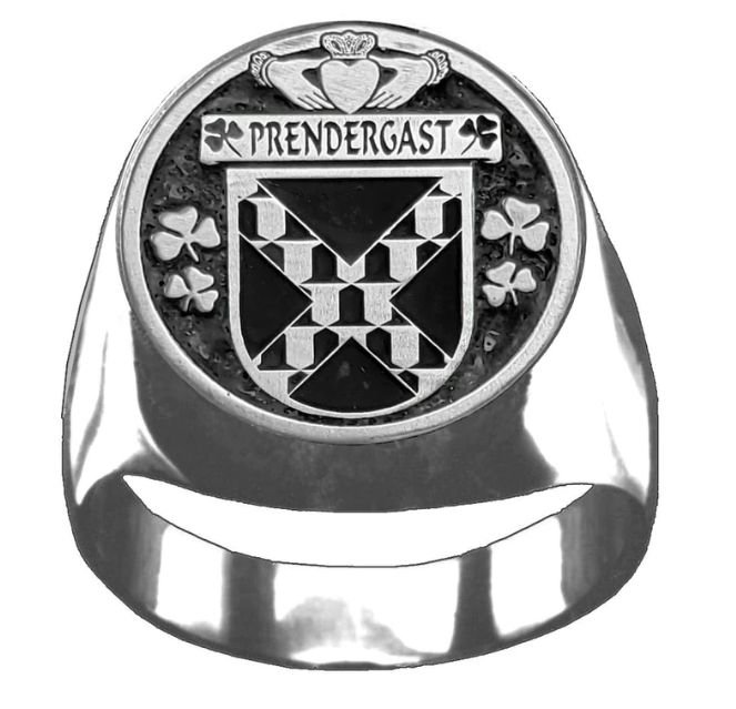 Image 1 of Prendergast Tipperary Irish Coat Of Arms Family Crest Mens Sterling Silver Ring