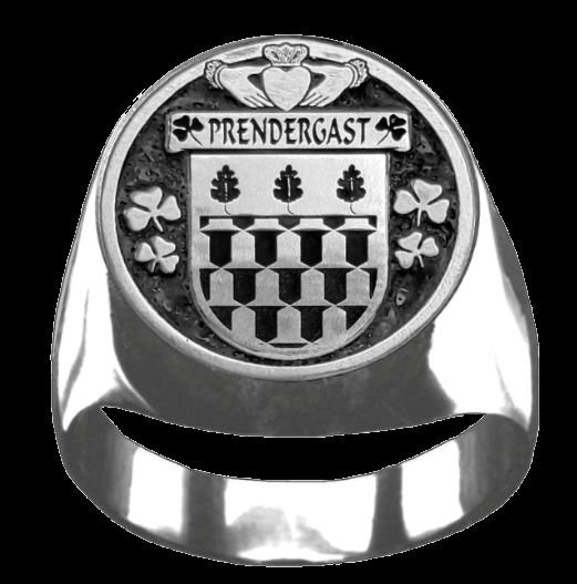 Image 0 of Prendergast Wexford Irish Coat Of Arms Family Crest Mens Sterling Silver Ring