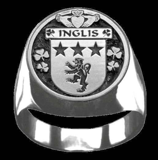 Image 0 of Inglis Irish Coat Of Arms Family Crest Mens Sterling Silver Ring