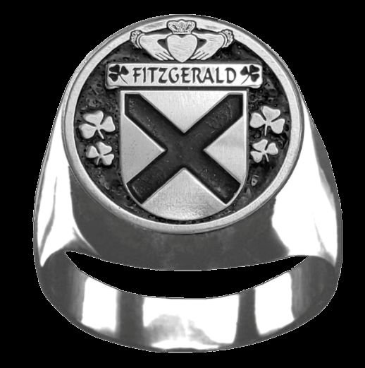 Image 0 of Fitzgerald Irish Coat Of Arms Family Crest Mens Sterling Silver Ring