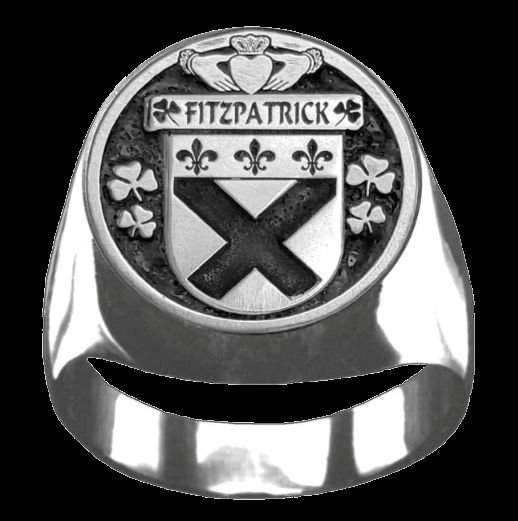 Image 0 of Fitzpatrick Irish Coat Of Arms Family Crest Mens Sterling Silver Ring