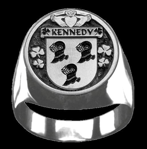 Image 0 of Kennedy Irish Coat Of Arms Family Crest Mens Sterling Silver Ring