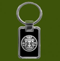 Collins Irish Coat Of Arms Stainless Steel Pewter Family Crest Keyring
