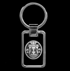 Collins Irish Coat Of Arms Stainless Steel Silver Family Crest Keyring