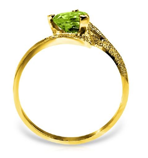Image 5 of Green Peridot Heart Cut Textured Ladies 14K Yellow Gold Ring 