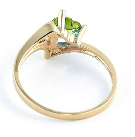 Image 7 of Green Peridot Heart Cut Textured Ladies 14K Yellow Gold Ring 