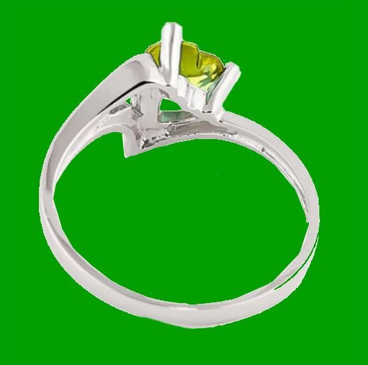 Image 6 of Green Peridot Heart Cut Textured Ladies 14K White Gold Ring 
