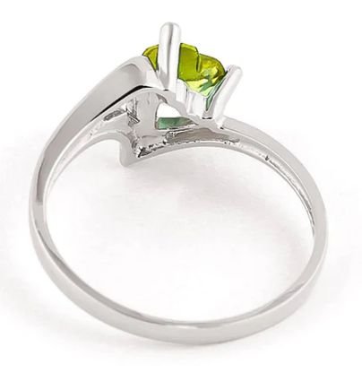 Image 7 of Green Peridot Heart Cut Textured Ladies 14K White Gold Ring 
