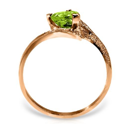 Image 5 of Green Peridot Heart Cut Textured Ladies 14K Rose Gold Ring 