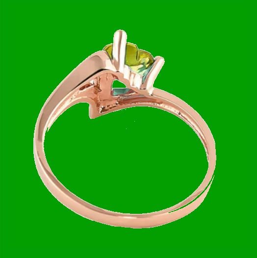 Image 6 of Green Peridot Heart Cut Textured Ladies 14K Rose Gold Ring 