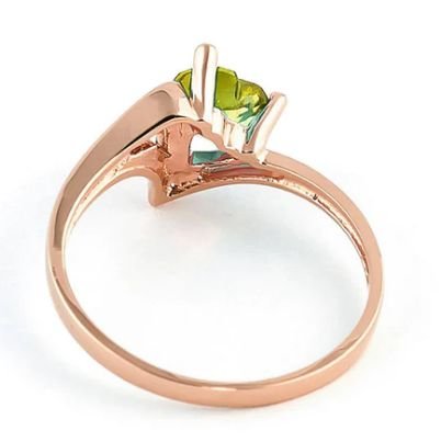 Image 7 of Green Peridot Heart Cut Textured Ladies 14K Rose Gold Ring 