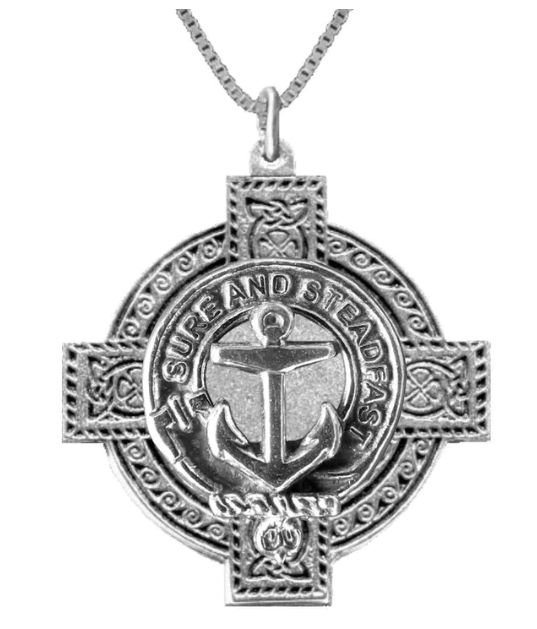 Image 1 of Clark Clan Badge Celtic Cross Stylish Pewter Clan Crest Pendant