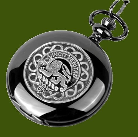 Image 0 of Baxter Clan Badge Pewter Clan Crest Black Hunter Pocket Watch