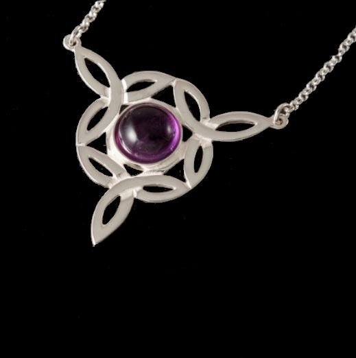 Image 0 of Celtic Knotwork Amethyst Trinity Knot Triangular Sterling Silver Pendant