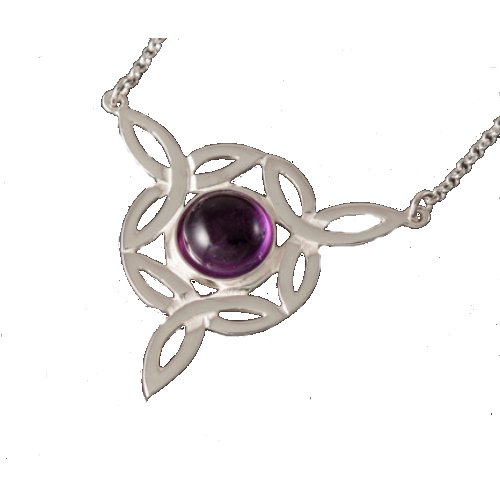 Image 1 of Celtic Knotwork Amethyst Trinity Knot Triangular Sterling Silver Pendant