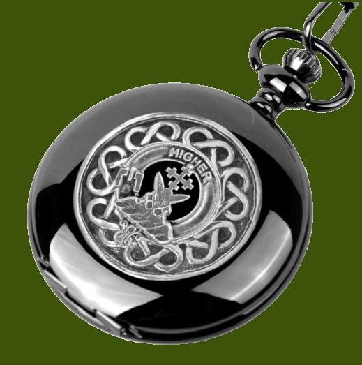 Image 0 of Galloway Clan Badge Pewter Clan Crest Black Hunter Pocket Watch