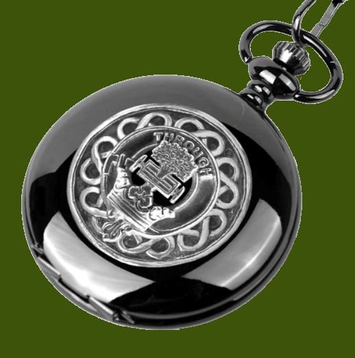 Image 0 of Hamilton Clan Badge Pewter Clan Crest Black Hunter Pocket Watch
