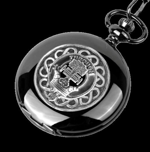 Image 0 of Hamilton Clan Badge Silver Clan Crest Black Hunter Pocket Watch
