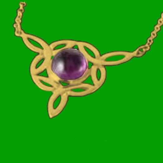 Image 0 of Celtic Knotwork Amethyst Trinity Knot Triangular 9K Yellow Gold Pendant