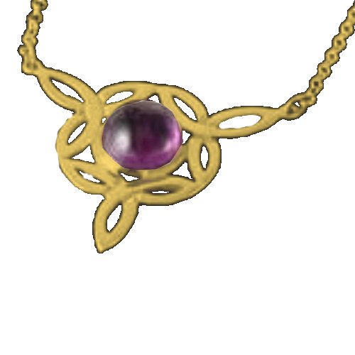 Image 1 of Celtic Knotwork Amethyst Trinity Knot Triangular 9K Yellow Gold Pendant