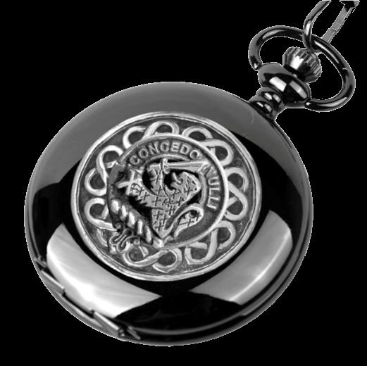 Image 0 of Little Clan Badge Silver Clan Crest Black Hunter Pocket Watch