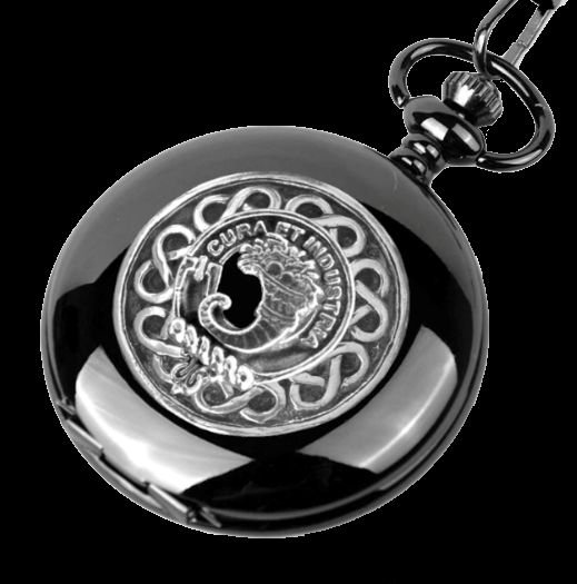 Image 0 of Walker Clan Badge Silver Clan Crest Black Hunter Pocket Watch