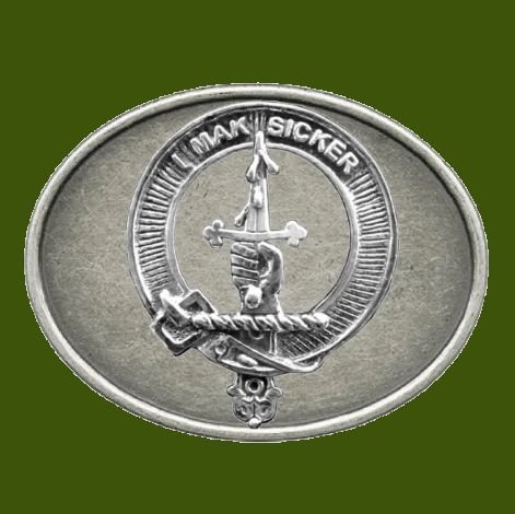 Image 0 of Kirkpatrick Clan Badge Oval Antiqued Mens Stylish Pewter Belt Buckle