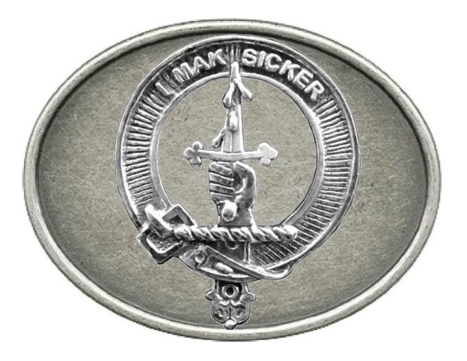 Image 1 of Kirkpatrick Clan Badge Oval Antiqued Mens Stylish Pewter Belt Buckle