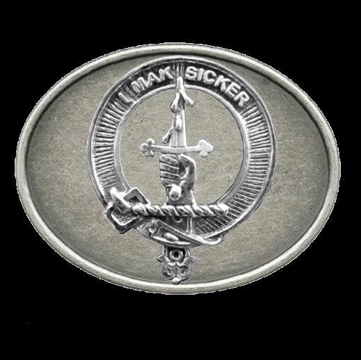 Image 0 of Kirkpatrick Clan Badge Oval Antiqued Mens Sterling Silver Belt Buckle