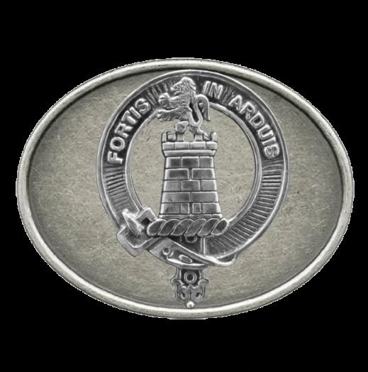 Image 0 of Middleton Clan Badge Oval Antiqued Mens Sterling Silver Belt Buckle