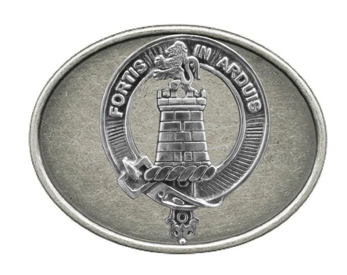 Image 1 of Middleton Clan Badge Oval Antiqued Mens Sterling Silver Belt Buckle