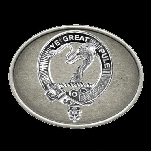 Image 0 of Mercer Clan Badge Oval Antiqued Mens Sterling Silver Belt Buckle