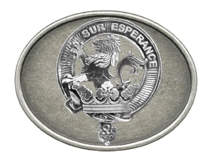 Image 1 of Moncreiffe Clan Badge Oval Antiqued Mens Sterling Silver Belt Buckle