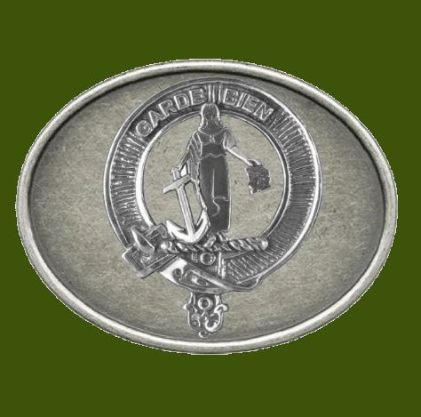 Image 0 of Montgomery Clan Badge Oval Antiqued Mens Stylish Pewter Belt Buckle