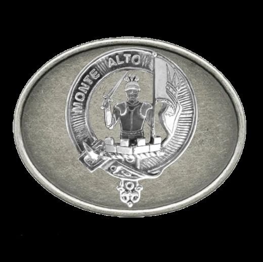 Image 0 of Mowat Clan Badge Oval Antiqued Mens Sterling Silver Belt Buckle