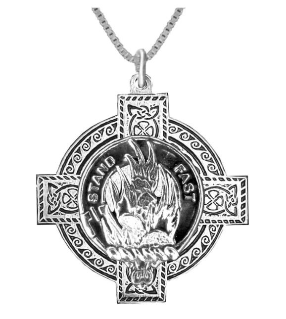 Image 1 of Grant Clan Badge Celtic Cross Stylish Pewter Clan Crest Pendant