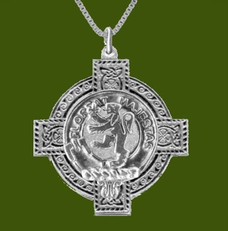 Image 0 of Brown Clan Badge Celtic Cross Stylish Pewter Clan Crest Pendant