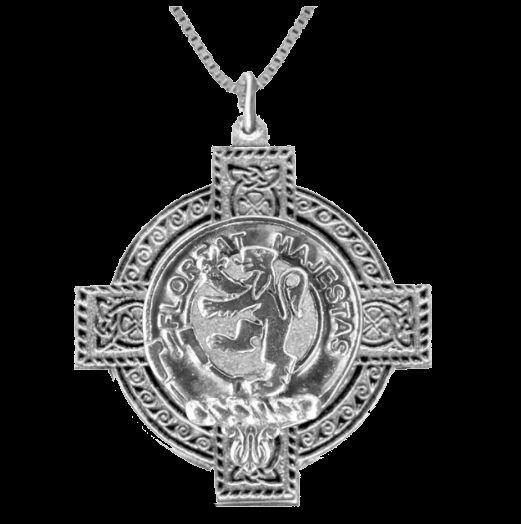 Image 0 of Brown Clan Badge Celtic Cross Sterling Silver Clan Crest Pendant