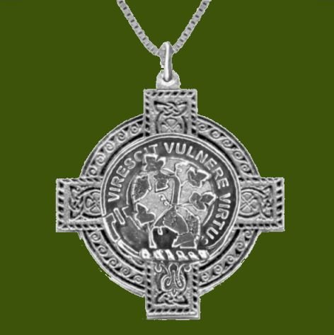 Image 0 of Burnett Clan Badge Celtic Cross Stylish Pewter Clan Crest Pendant
