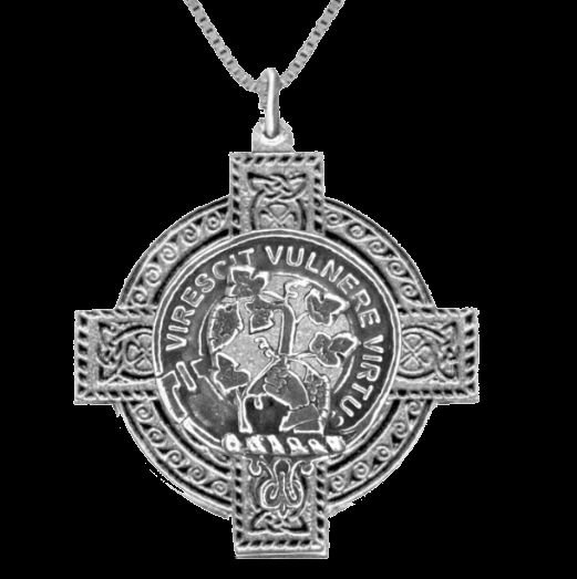Image 0 of Burnett Clan Badge Celtic Cross Sterling Silver Clan Crest Pendant