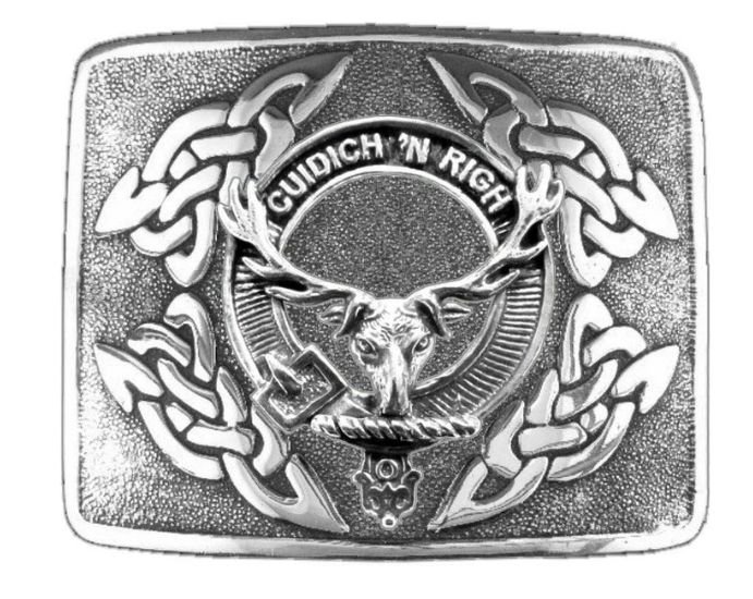 Image 1 of MacKenzie Seaforth Clan Badge Interlace Mens Sterling Silver Kilt Belt Buckle