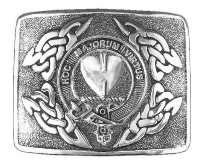 Image 1 of Logan Clan Badge Interlace Mens Sterling Silver Kilt Belt Buckle