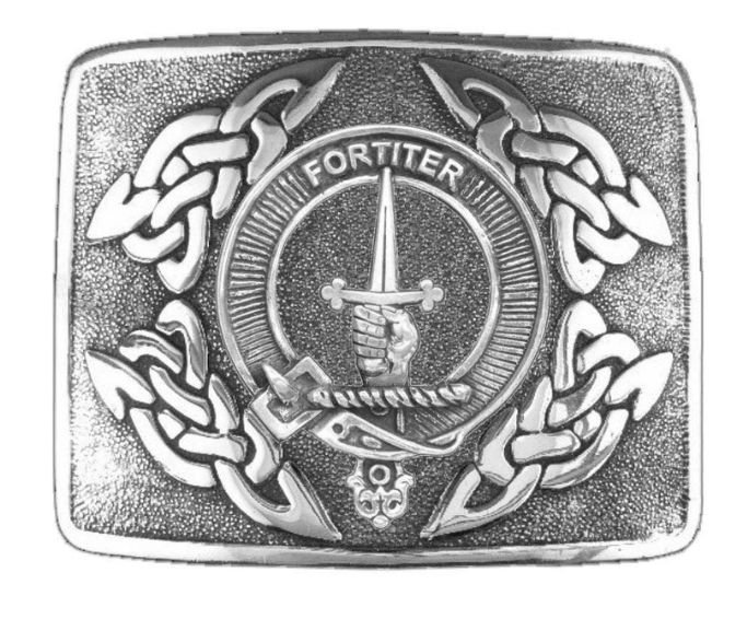 Image 1 of MacAlister Clan Badge Interlace Mens Sterling Silver Kilt Belt Buckle