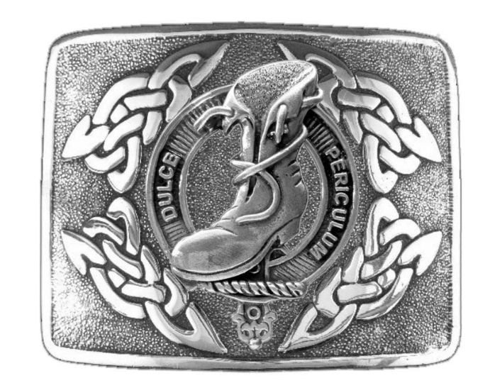 Image 1 of MacAulay Clan Badge Interlace Mens Sterling Silver Kilt Belt Buckle